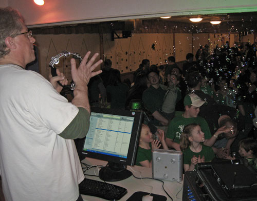 DJ Kozy gets the crowd pumped up